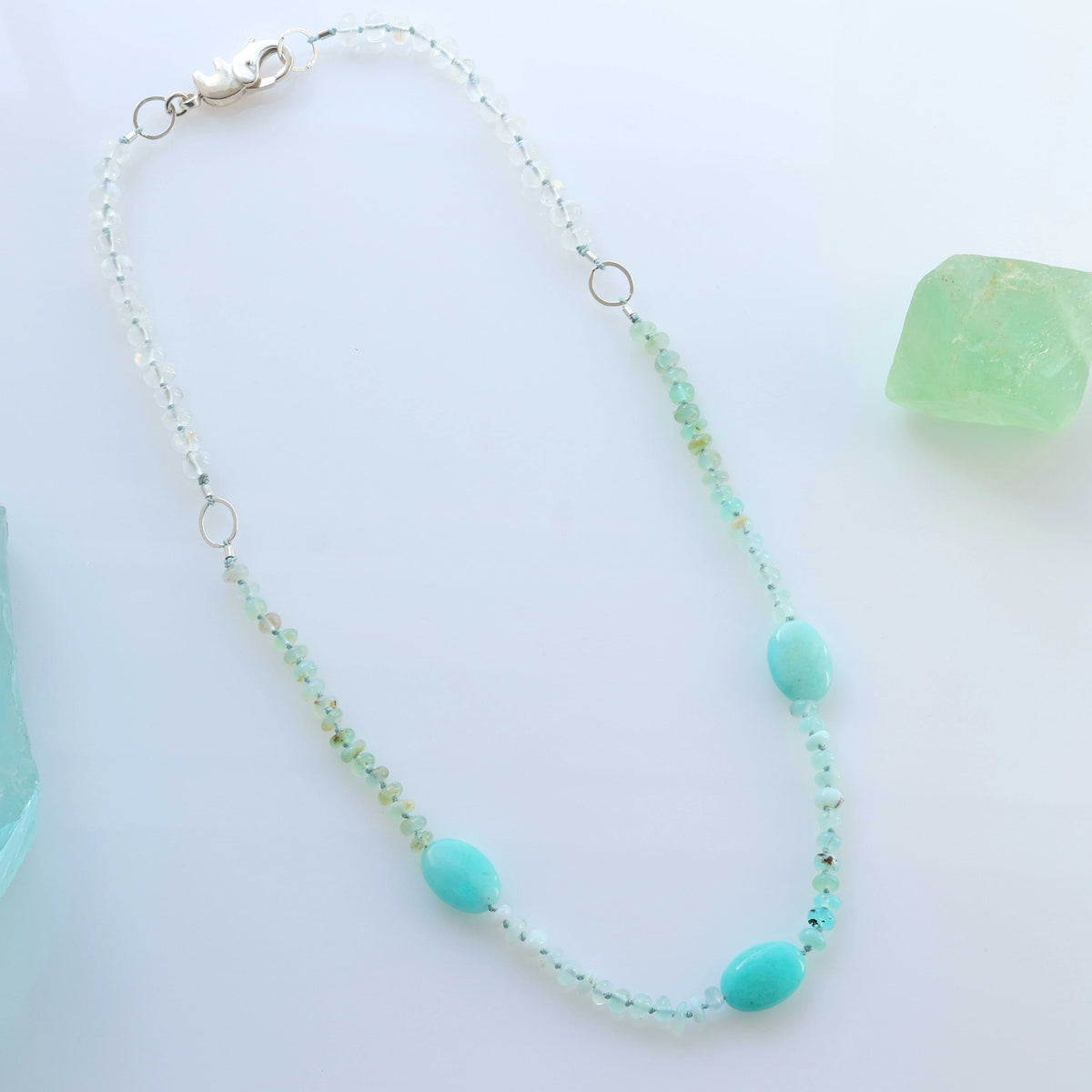 Amazonite and Peruvian Opal Silk Knotted Necklace | Breathe