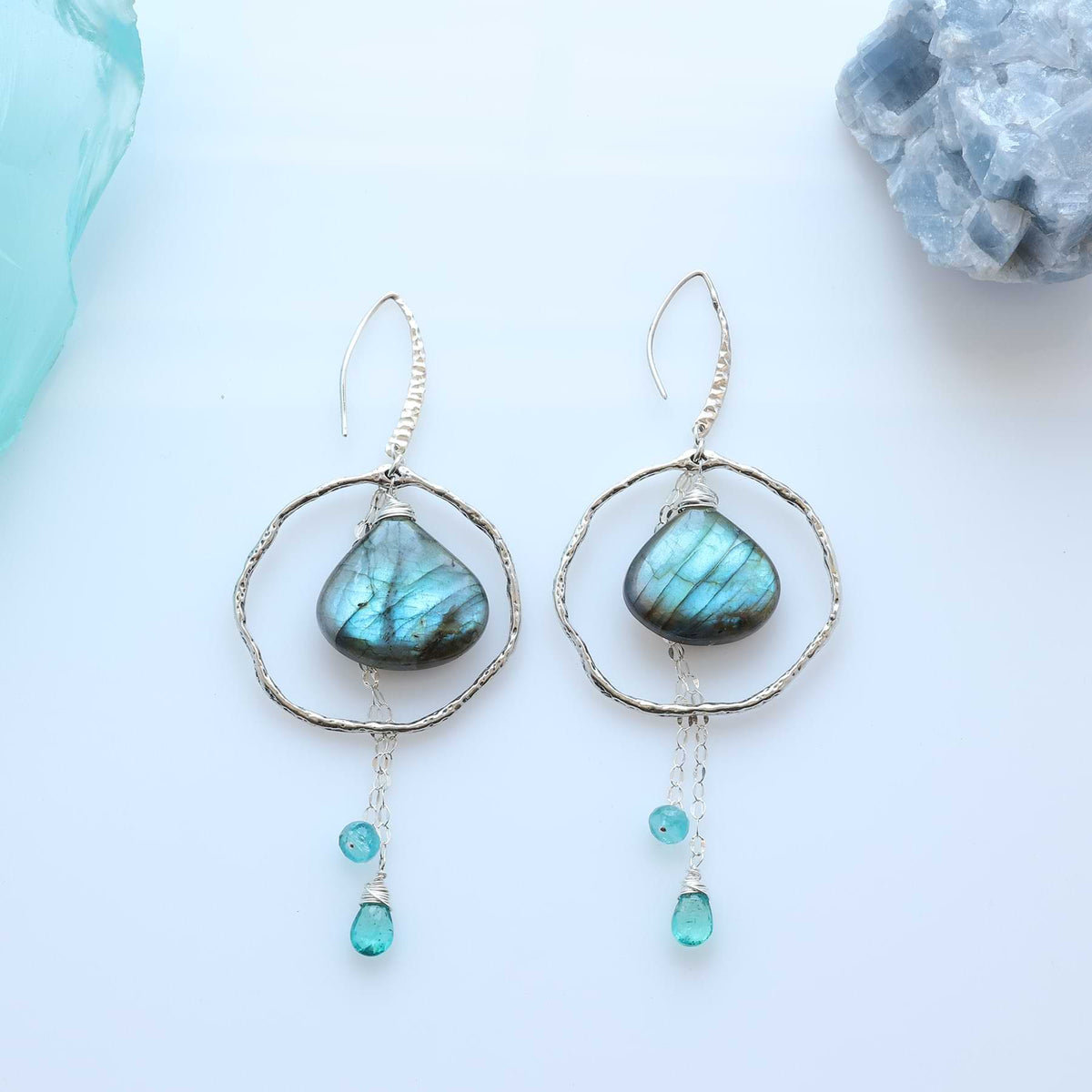 Labradorite Sterling Silver Hoop Earrings | Breathe Autumn Rain