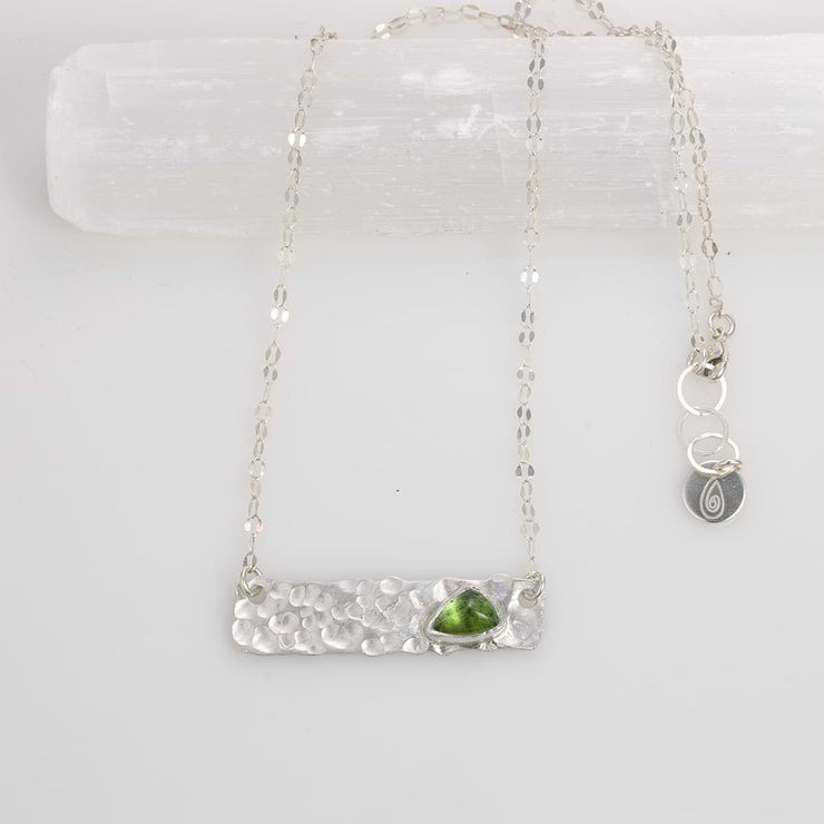 Bar One - Textured Silver and Tourmaline Bar Necklace alt image | Breathe Autumn Rain Jewelry