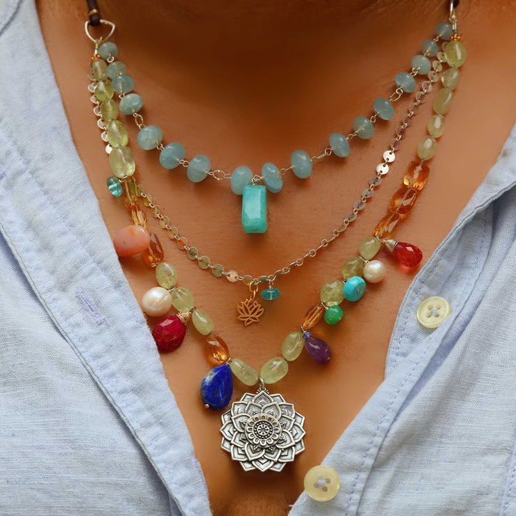 Bohemia - Multi Gemstone Triple-Layered Necklace lifestyle image | Breathe Autumn Rain Jewelry