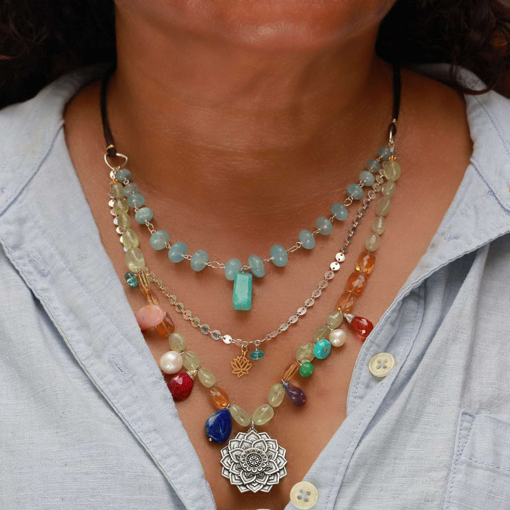 Bohemia - Multi Gemstone Triple-Layered Necklace lifestyle image | Breathe Autumn Rain Jewelry