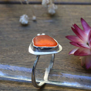 Bonfire - Orange Seaglass Silver Ring alt image | Breathe Autumn Rain Jewelry