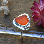 Bonfire - Orange Seaglass Silver Ring main image | Breathe Autumn Rain Jewelry