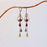 Bordeaux - Tourmaline Gold Drop Earrings main image | Breathe Autumn Rain Artisan Jewelry