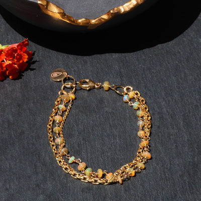 Cancun - Mexican Fire Opal Gold Bracelet main image | Breathe Autumn Rain Jewelry