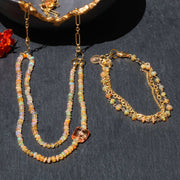 Cancun - Mexican Fire Opal Gold Necklace alt image | Breathe Autumn Rain Jewelry