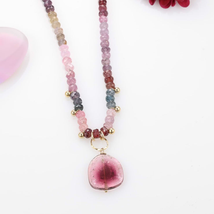 Cherry Blossom - Watermelon Tourmaline Necklace main image | Breathe Autumn rain Jewelry