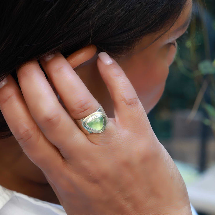 Fern - Green Tourmaline Silver Ring lifestyle image | Breathe Autumn Rain Jewelry