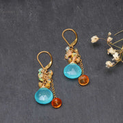 Firestorm - Multi Gemstone Gold Cluster Earrings alt image | Breathe Autumn Rain Jewelry