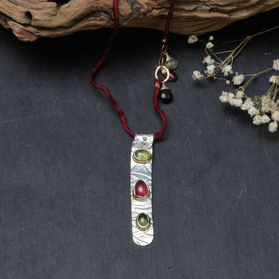 Guerneville - Tourmaline Silver Pendant Necklace alt image | Breathe Autumn Rain Jewelry