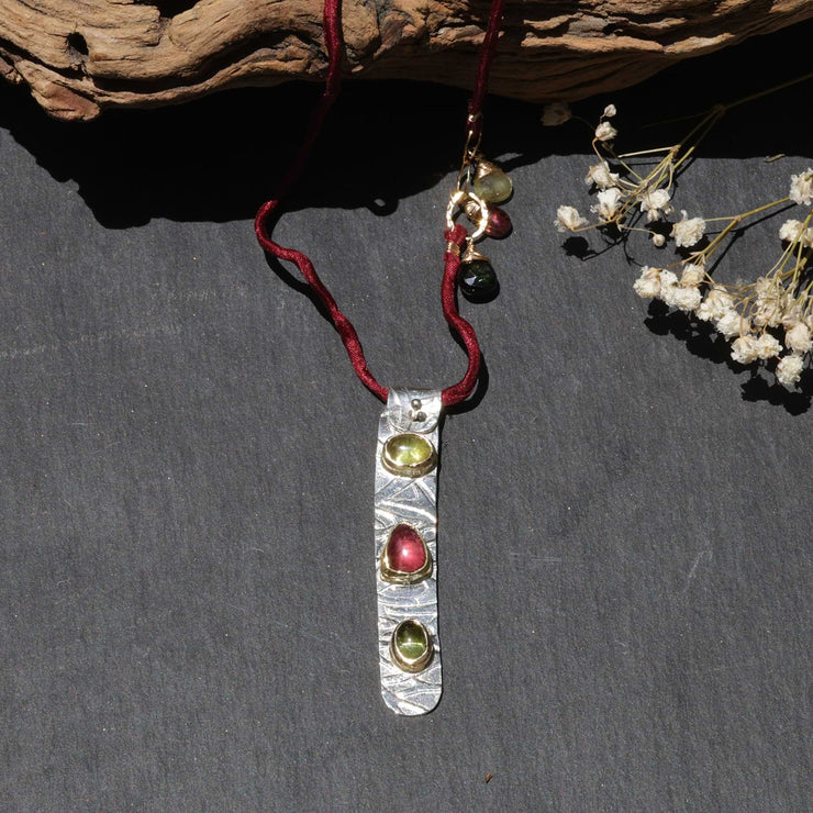 Guerneville - Tourmaline Silver Pendant Necklace alt image | Breathe Autumn Rain Jewelry