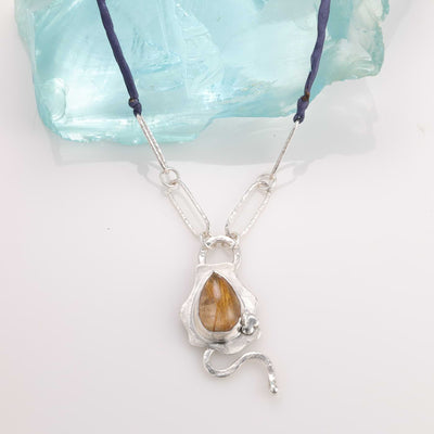 Harvest Glow - Rutilated Quartz Silver Pendant Necklace main image | Breathe Autumn Rain Jewelry