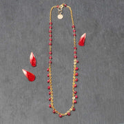 Hibiscus and Honeysuckle - Ruby Gold Necklace main image | Breathe Autumn Rain Jewelry