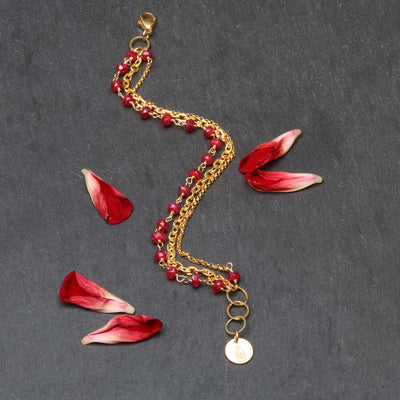 Honeysuckle - Multi-Strand Ruby Gold Bracelet main image | Breathe Autumn Rain Jewelry