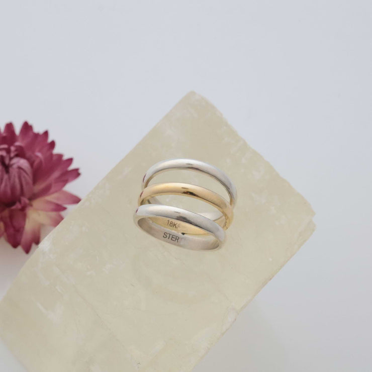 Mixed Stack 3-Layer Mixed-Metal Ring main image | Breathe Autumn Rain Jewelry