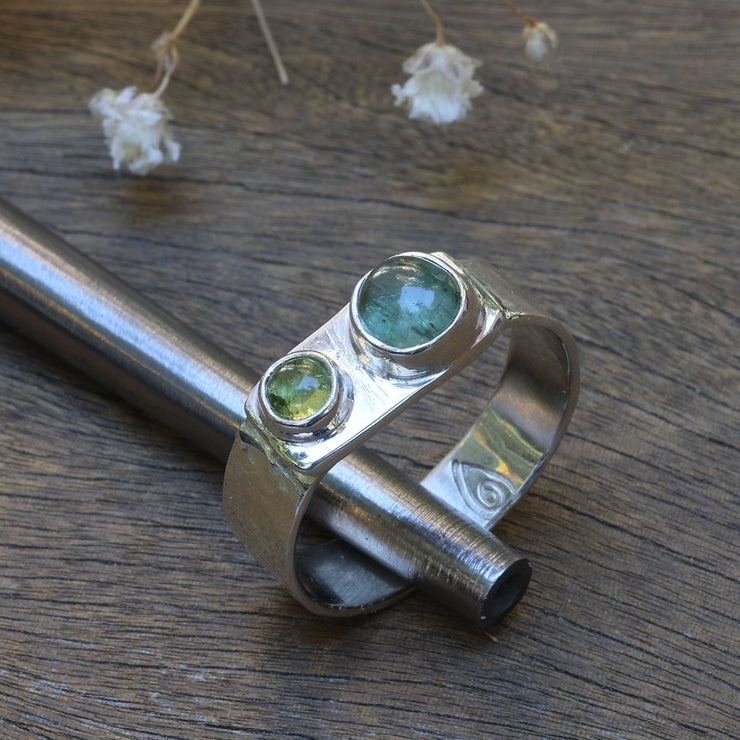 Phytoplankton - Green Tourmaline Silver Ring