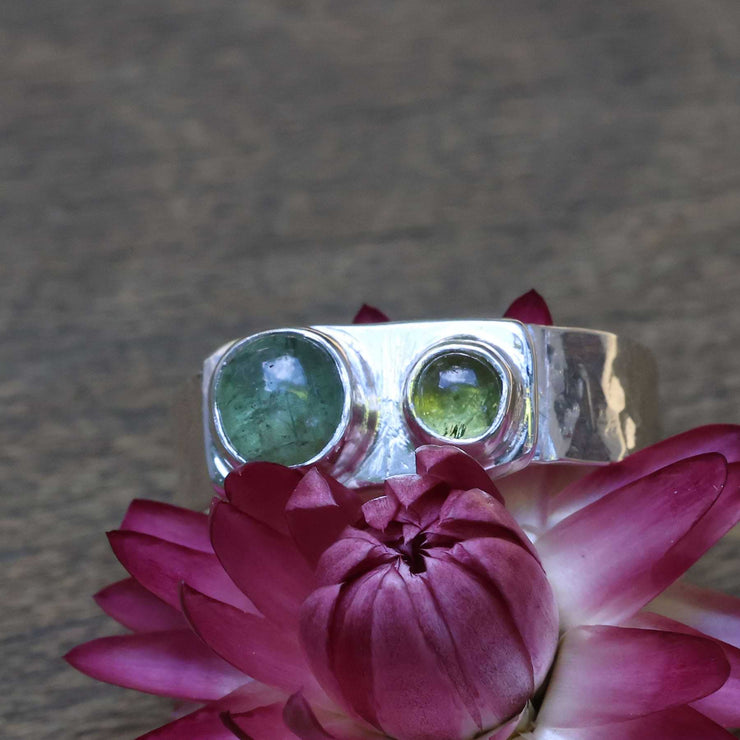 Phytoplankton - Green Tourmaline Silver Ring