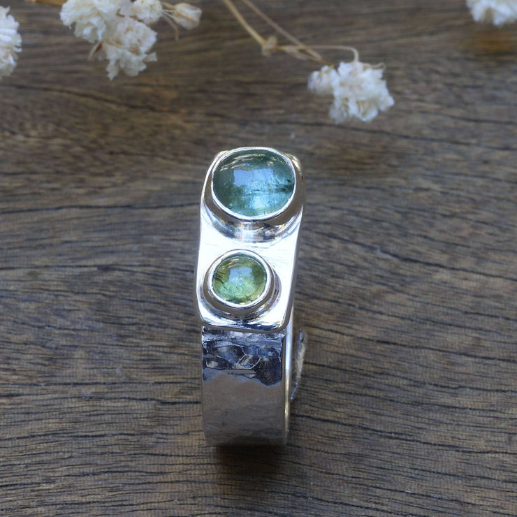 Phytoplankton - Green Tourmaline Silver Ring