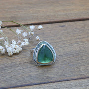 Rare Green Tourmaline Mixed Metal Statement Ring main image | Breathe Autumn Rain Jewelry