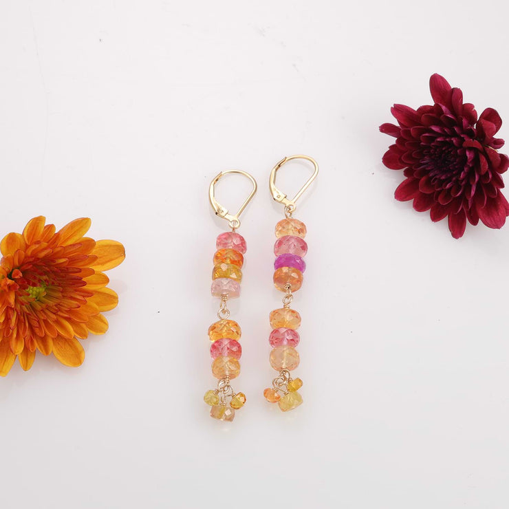 Sweet Tooth - Padparadscha Sapphire Gold Drop Earrings main image | Breathe Autumn Rain Jewelry