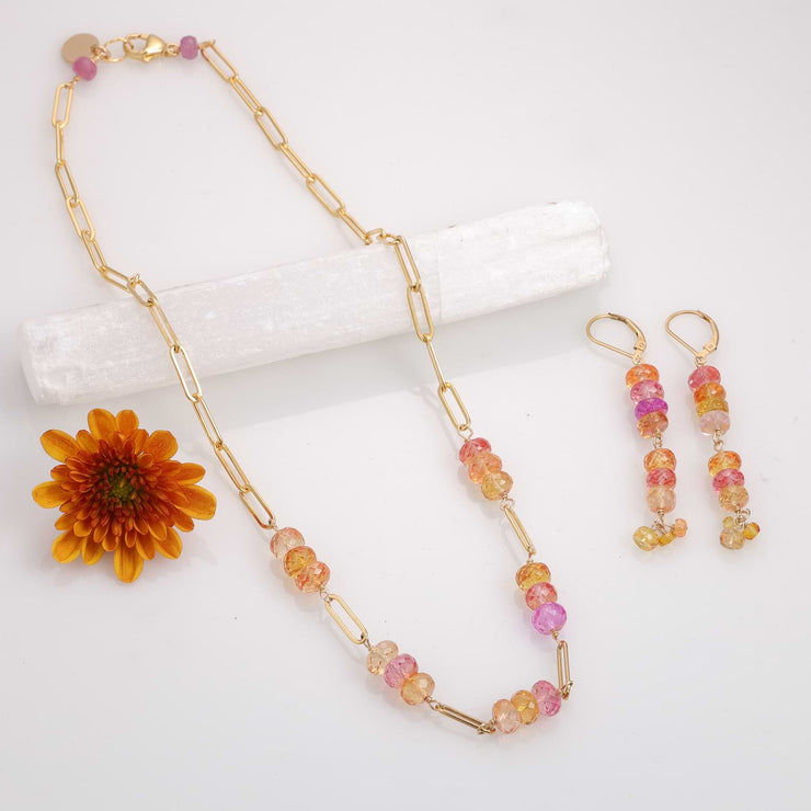 Sweet Tooth - Padparadscha Sapphire Gold Drop Earrings alt image | Breathe Autumn Rain Jewelry