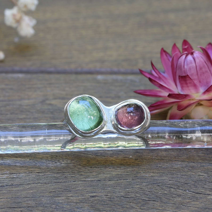 Vervain - Double Tourmaline Silver Ring