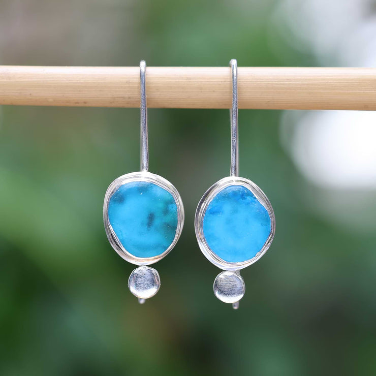 Washed Ashore - Sea Glass Silver Earrings