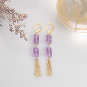 Wisteria Whispers - Pink Amethyst Gold Dangle Earrings main image | Breathe Autumn Rain Jewelry