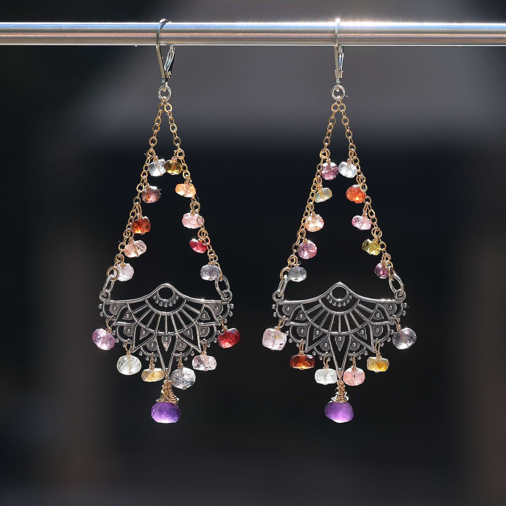 Sterling Silver Blue Topaz Amethyst Iolite Chandelier Earrings – Fire & Ice