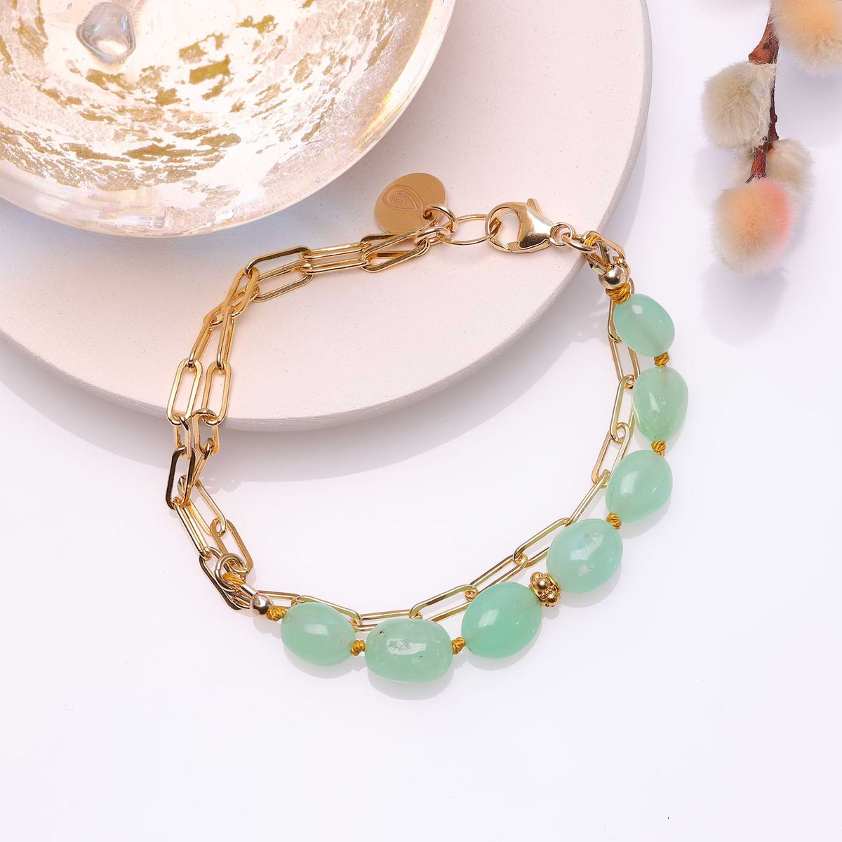 Chrysoprase Nugget Double Strand Bracelet | Breathe Autumn Rain ...