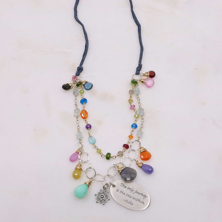 Free Hippie - Double-Strand Multi-Gemstone Necklace alt image | Breathe Autumn Rain Artisan Jewelry