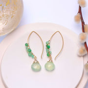 Kilauea - Prehnite and Chrysoprase Gold Drop Earrings alt image | Breathe Autumn Rain Artisan Jewelry