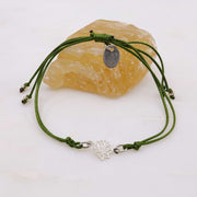 Silver Lotus Blossom Cord Bracelet alt image | Breathe Autumn Rain Artisan Jewelry